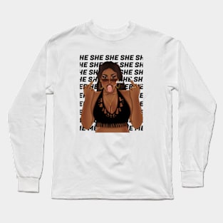 Megan Thee Stallion Tongue Out Long Sleeve T-Shirt